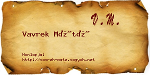 Vavrek Máté névjegykártya